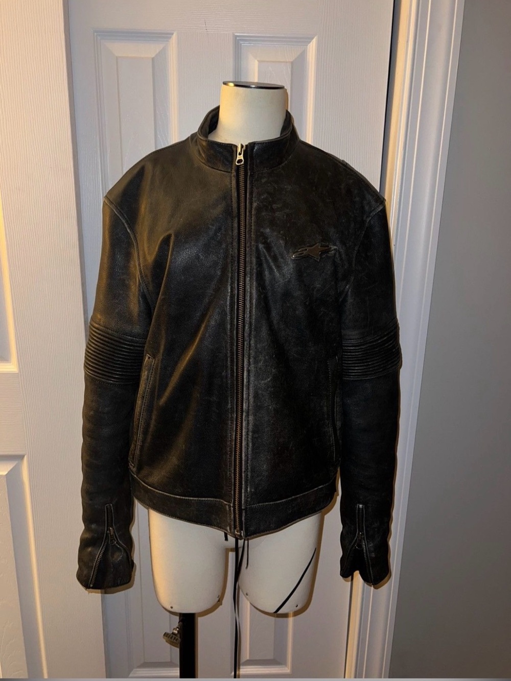 Alpinestars Zip Motorcycle Jacket Washed Leather